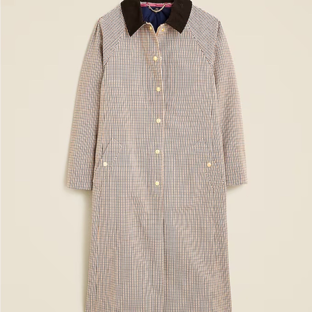 J.CREW SOLD-OUT Long Barn Jacket in plaid NWT Petite XS New Gold Buttons
